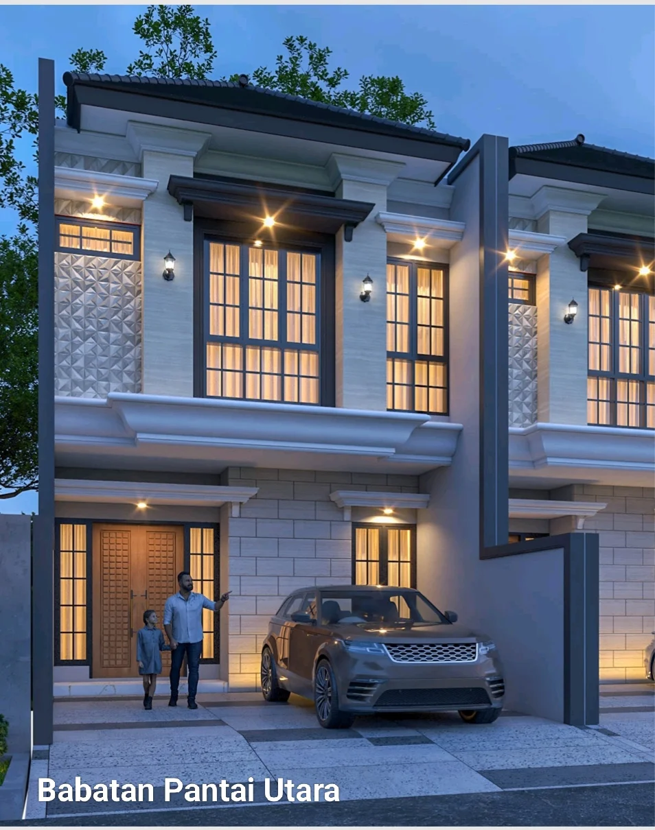 Rumah Baru 2 Lantai Murah Strategis American Classic Style Babatan Pantai Utara Surabaya