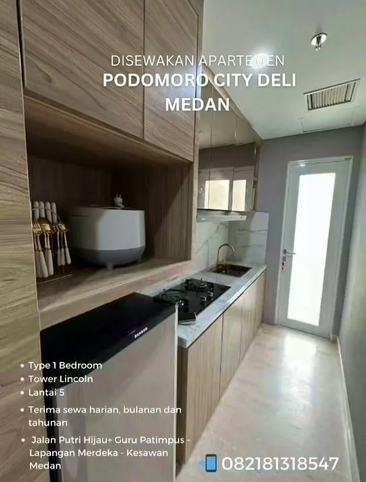 Sewa type 1 bedroom Apartemen Podomoro City Deli Medan sewa harian , bulanan dan tahunan 