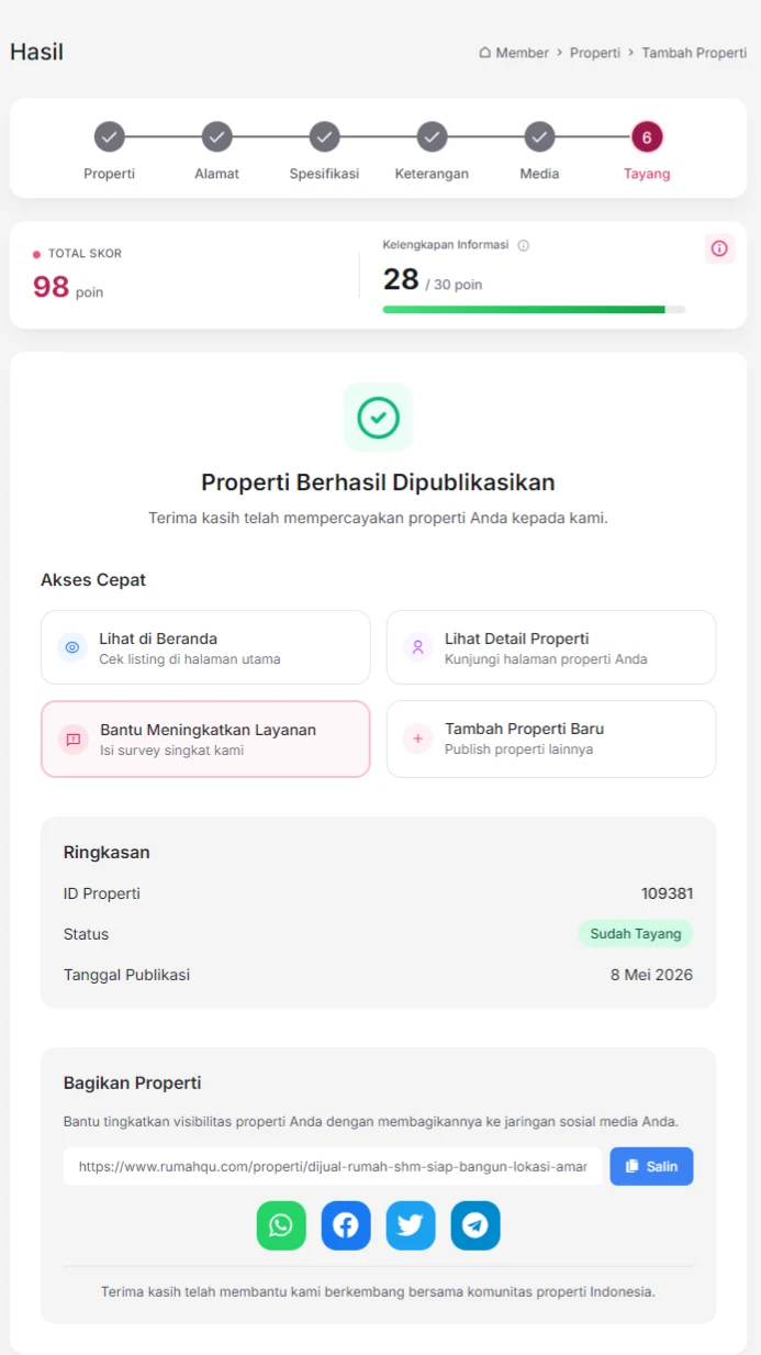Panduan Pasang Iklan Tahap 9 (Berhasil Ditayangkan)